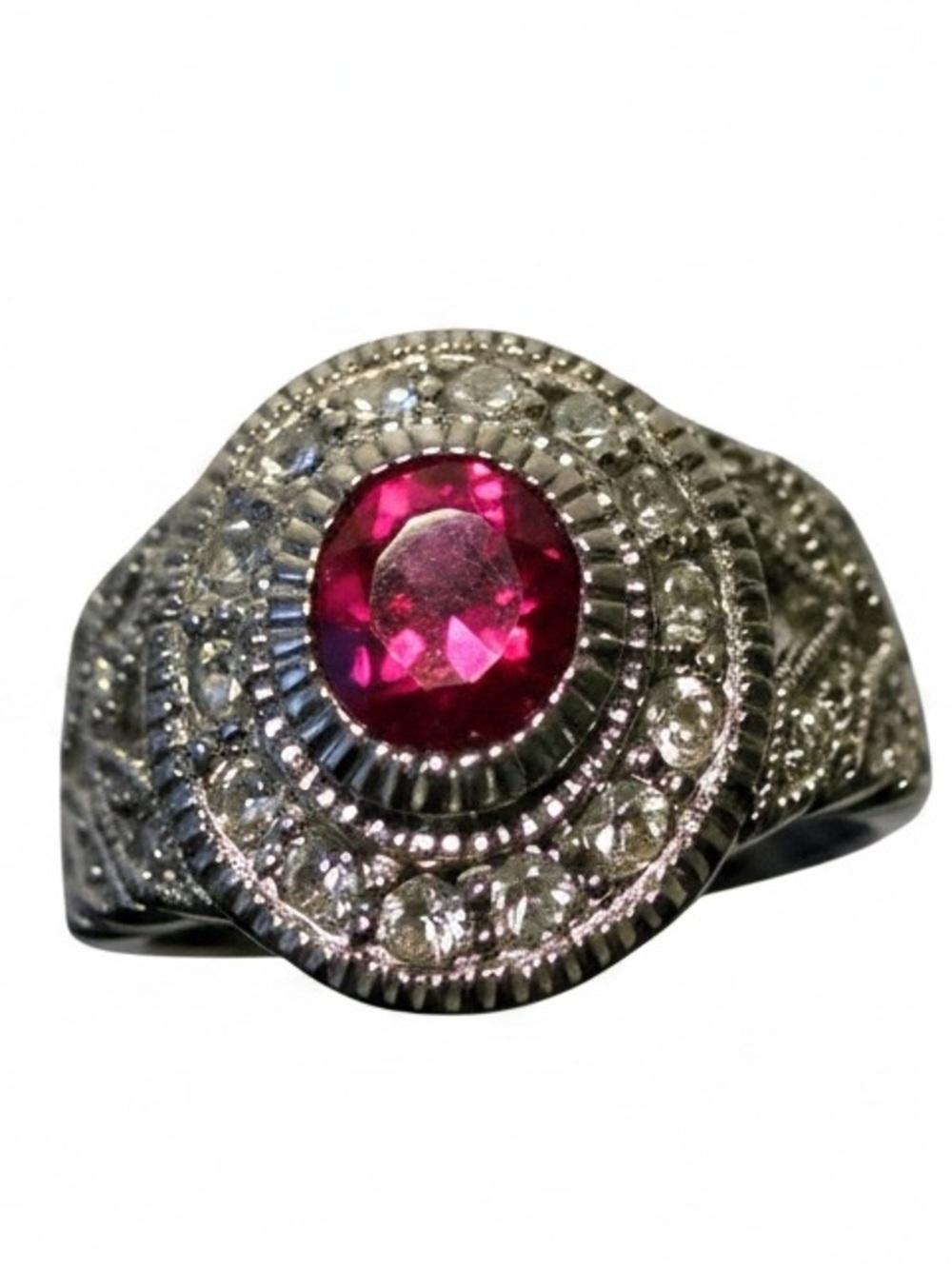 Vintage-Inspired Pink Gemstone Halo Statement Ring - Women's Jewelry